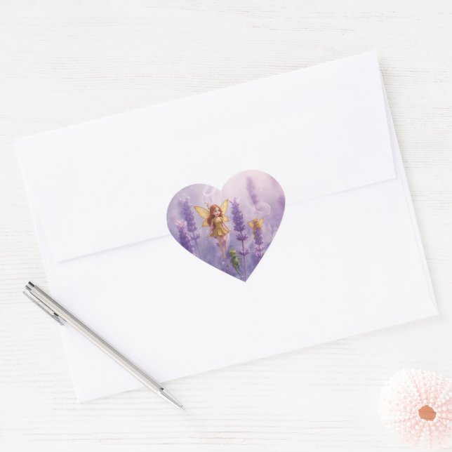 Whimsy Among the Purple Blooms Heart Sticker (Envelope)