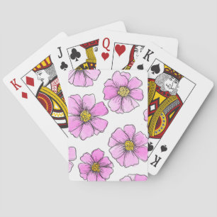 Whimsy and Pink Watercolor Flowers Playing Cards