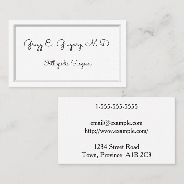 Whimsy and Plain Orthopaedic Surgeon Business Card (Front/Back)