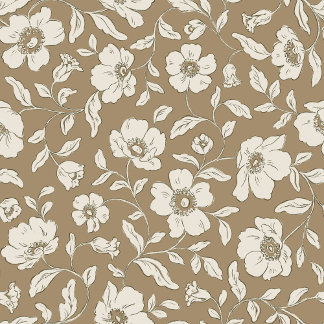Whimsy Anemones Brown Wrapping Paper