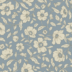 Whimsy Anemones Dusty Blue Wrapping Paper