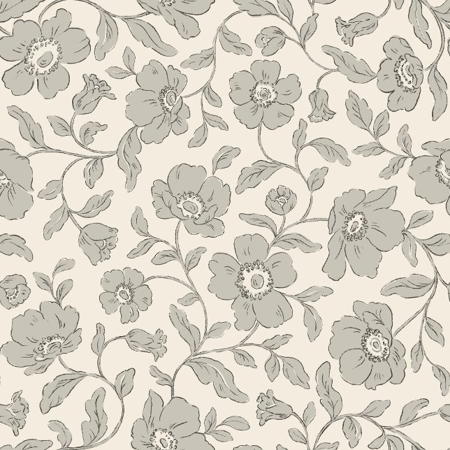 Whimsy Anemones Soft Grey Wrapping Paper (Creator Uploaded)