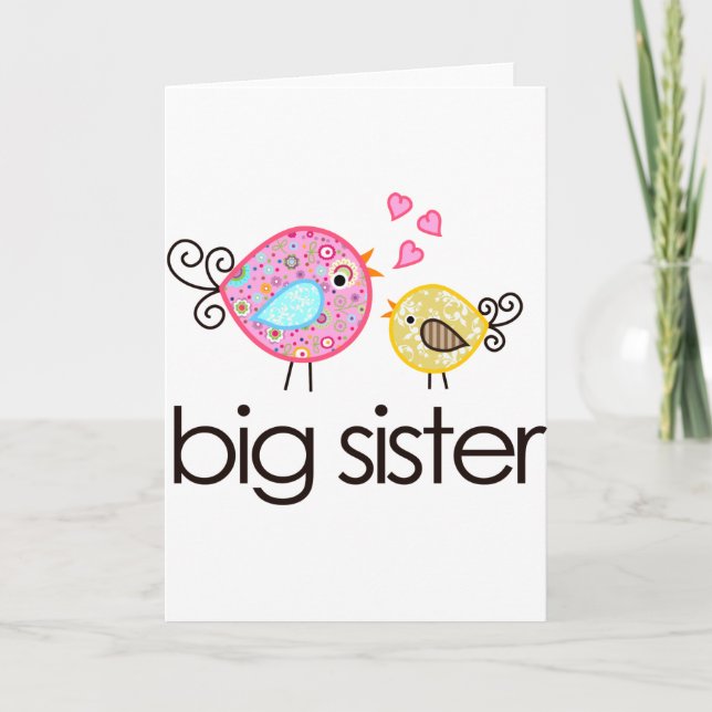 Whimsy Birds Big Sister T-shirt Announcement (Front)
