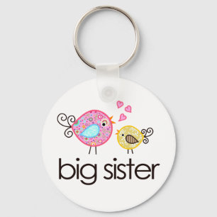 Whimsy Birds Big Sister T-shirt Announcement Key Ring
