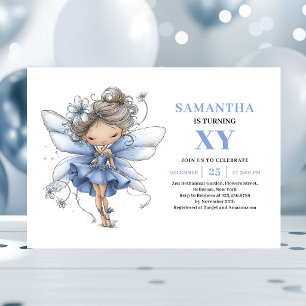 Whimsy Blue Fairy Girl 3rd Birthday Pastel invite