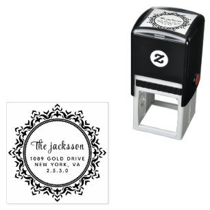Whimsy Botanical Family Name & Return Address Self-inking Stamp