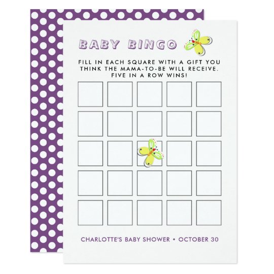Whimsy Bunny Rabbit Baby Shower Bingo Game Card