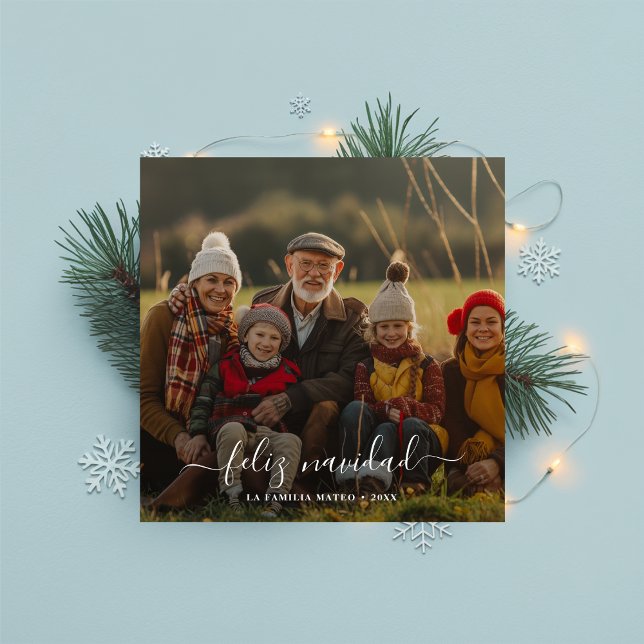 Whimsy Calligraphy Feliz Navidad Christmas Red Holiday Card (Creator Uploaded)