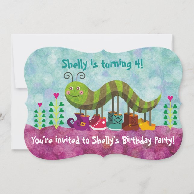 Whimsy Caterpillar Kids Invitation (Front)
