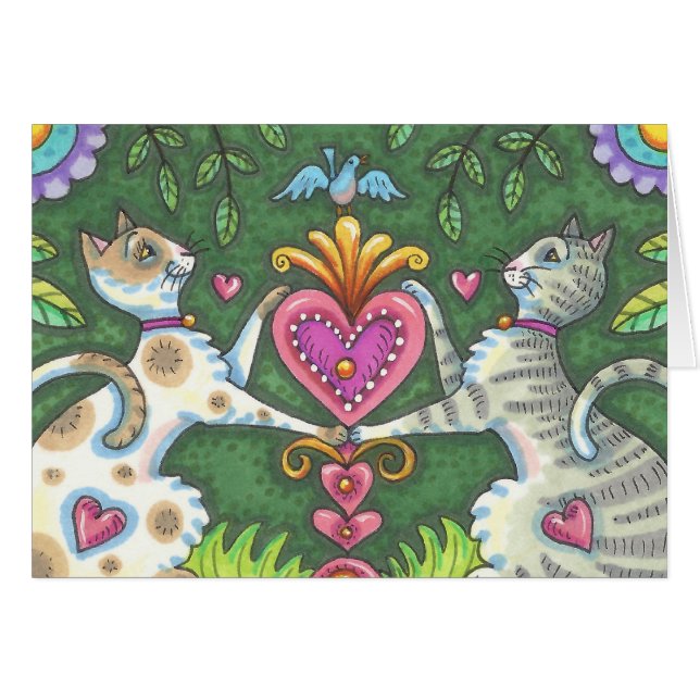 WHIMSY CATS VALENTINE'S DAY CARD Customise (Front Horizontal)