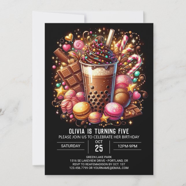 Whimsy Chocolate Candyland Digital Birthday Invitation (Front)