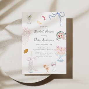 Whimsy Colorful Illustrated Bridal Shower Invitation