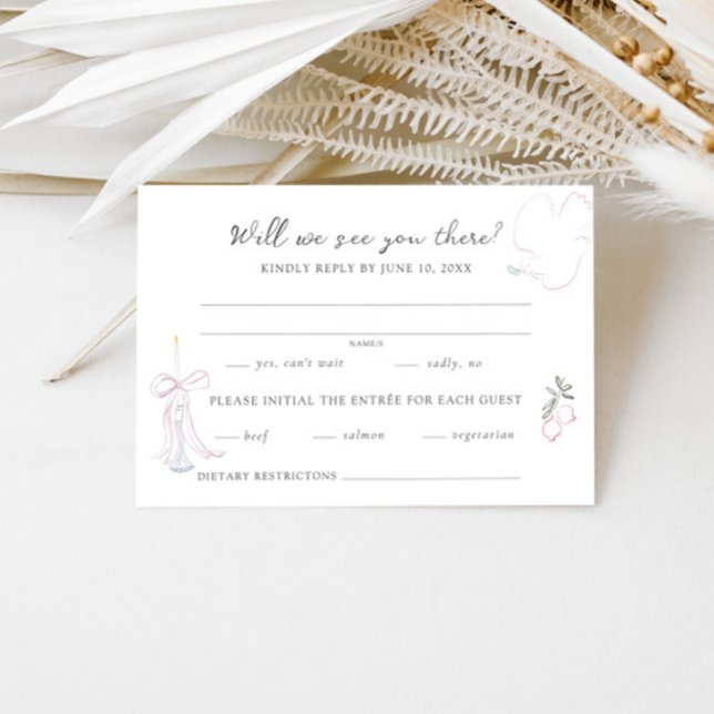 Whimsy Colorful Illustrated Wedding RSVP Card (Creator Uploaded)