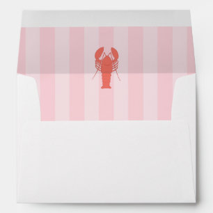 Whimsy Colorful Lobster Pink Stripes Bridal Shower Envelope