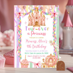 Whimsy Colourful Four-ever a princess birthday Invitation