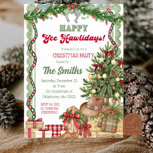 Whimsy Cowboy Western Christmas Party Invitation
