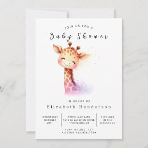 Whimsy Custom Giraffe Baby Shower Invitation