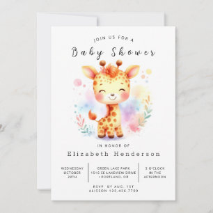 Whimsy Custom Giraffe Baby Shower Invitation