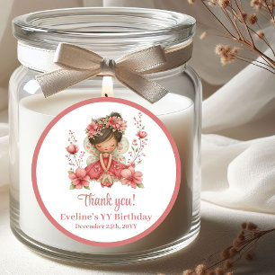 Whimsy Cute Fairy Pastel Floral Girl Birthday  Classic Round Sticker