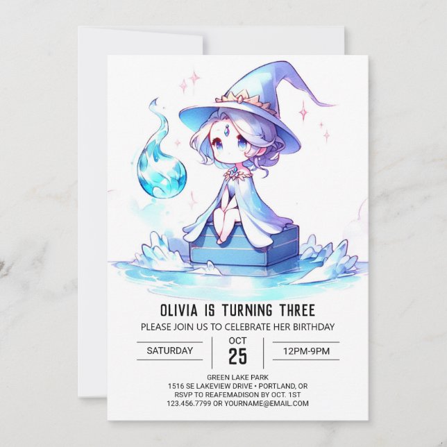 Whimsy Cute Wizard Birthday Invitation (Front)