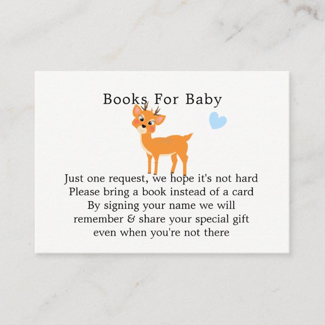 Whimsy Deer Hearts Winter Baby Shower Book Request Enclosure Card (Front)