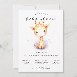 Whimsy Digital Giraffe Baby Shower Invitation
