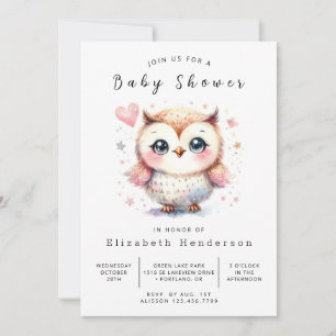 Whimsy Digital Owl Baby Shower Invitation