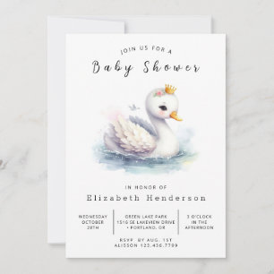 Whimsy Digital Swan Baby Shower Invitation