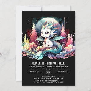 Whimsy Elegant Dragon Birthday Invitation
