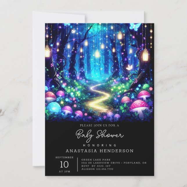 Whimsy Elegant Enchanted Forest Baby Shower Invitation (Front)