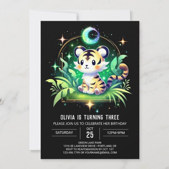 Whimsy Enchanted Tiger Birthday Invitation (Front)