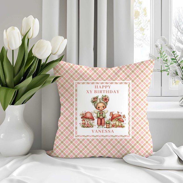 Whimsy Fairy 4th Birthday Blush Flowers Pillow (Whimsy Fairy 4th Birthday Blush Flowers Pillow)