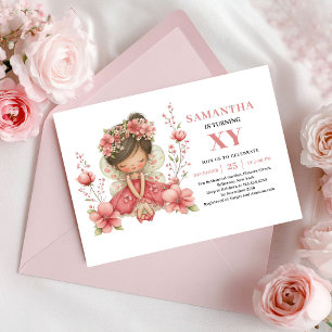 Whimsy Fairy Girl 4th Birthday Blush Pink Invite