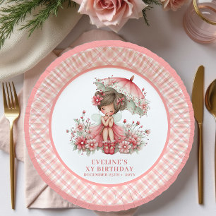 Whimsy Fairy Girl 4th Birthday Blush Pink paper Plate