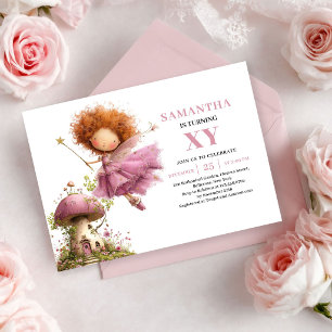 Whimsy Fairy Girl 4th Birthday Rose Gold   Invitation