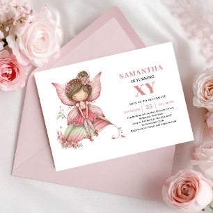 Whimsy Fairy Girl Birthday Blush Floral Invitation
