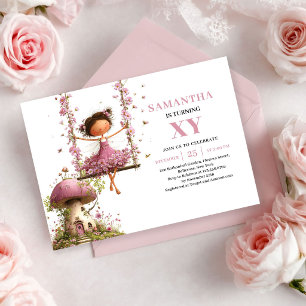 Whimsy Fairy Girl Birthday Blush Pink invitation