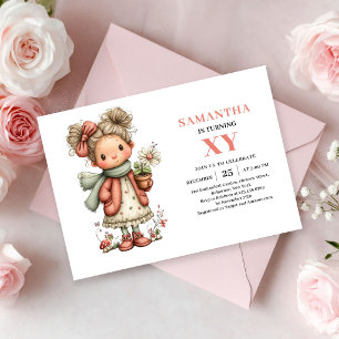 Whimsy Fairy Girl Birthday Pastel Pink Floral Invitation