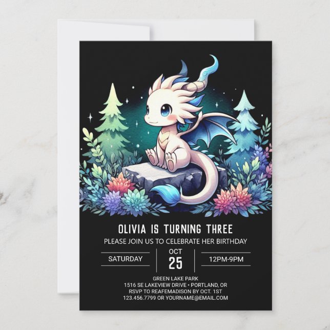 Whimsy Fantasy Dragon Birthday Invitation (Front)