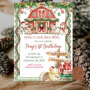 Whimsy Farm Christmas Birthday Invitation