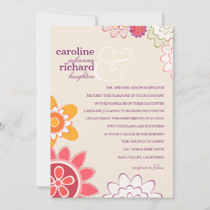 Whimsy floral wedding invitation
