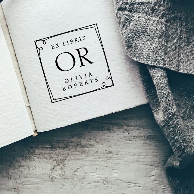 Whimsy Frame Custom Name Monogram Ex Libris Self-inking Stamp (Creator Uploaded)