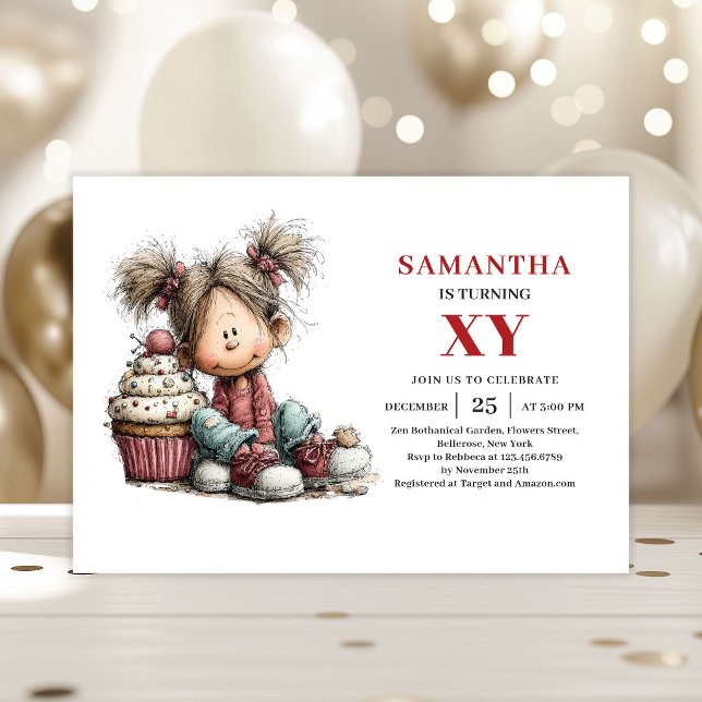 Whimsy Funky Girl Birthday invitation (Whimsy Funky Girl Birthday invitation)