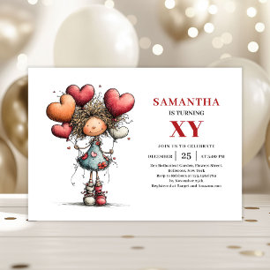 Whimsy Funny Girl Birthday Colourful invitation