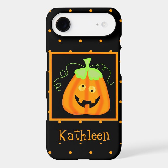 Whimsy Halloween Pumpkin Black Name Personalised Case-Mate iPhone Case (Back)