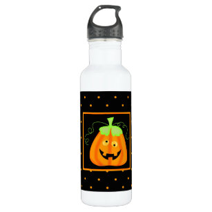 Whimsy Halloween Pumpkin on Black 710 Ml Water Bottle