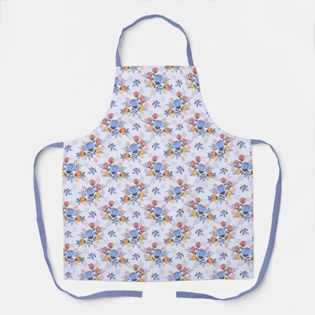 Whimsy Hand Drawn Flowers Apron (Front)