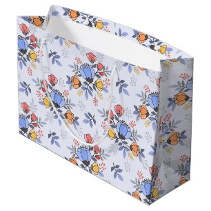 Whimsy Hand Drawn Flowers Large Gift Bag