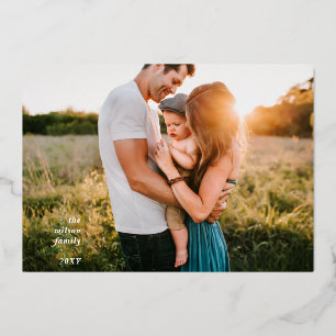 Whimsy Happy Holidays Modern Full Photo   Foil Holiday Card