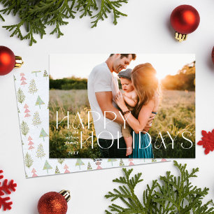 Whimsy Happy Holidays Modern Full Photo Holiday Card